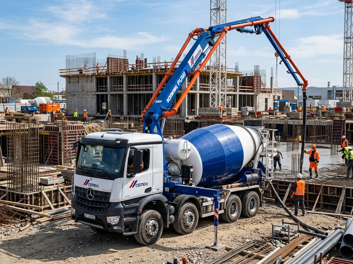 Betonszállító mixer és betonszivattyú kezelő (3624)